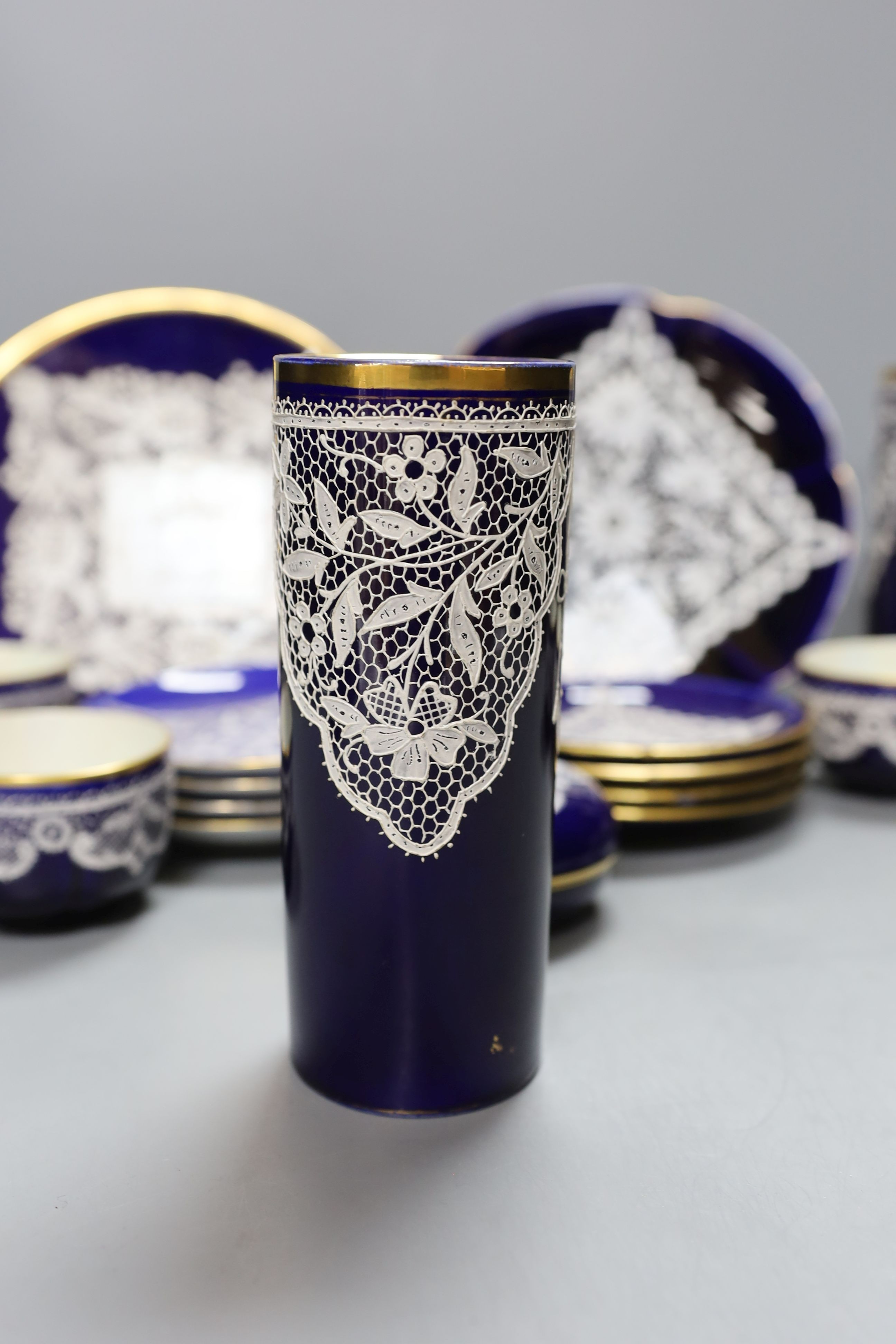 An assortment of Venetian lace-pattern ceramics